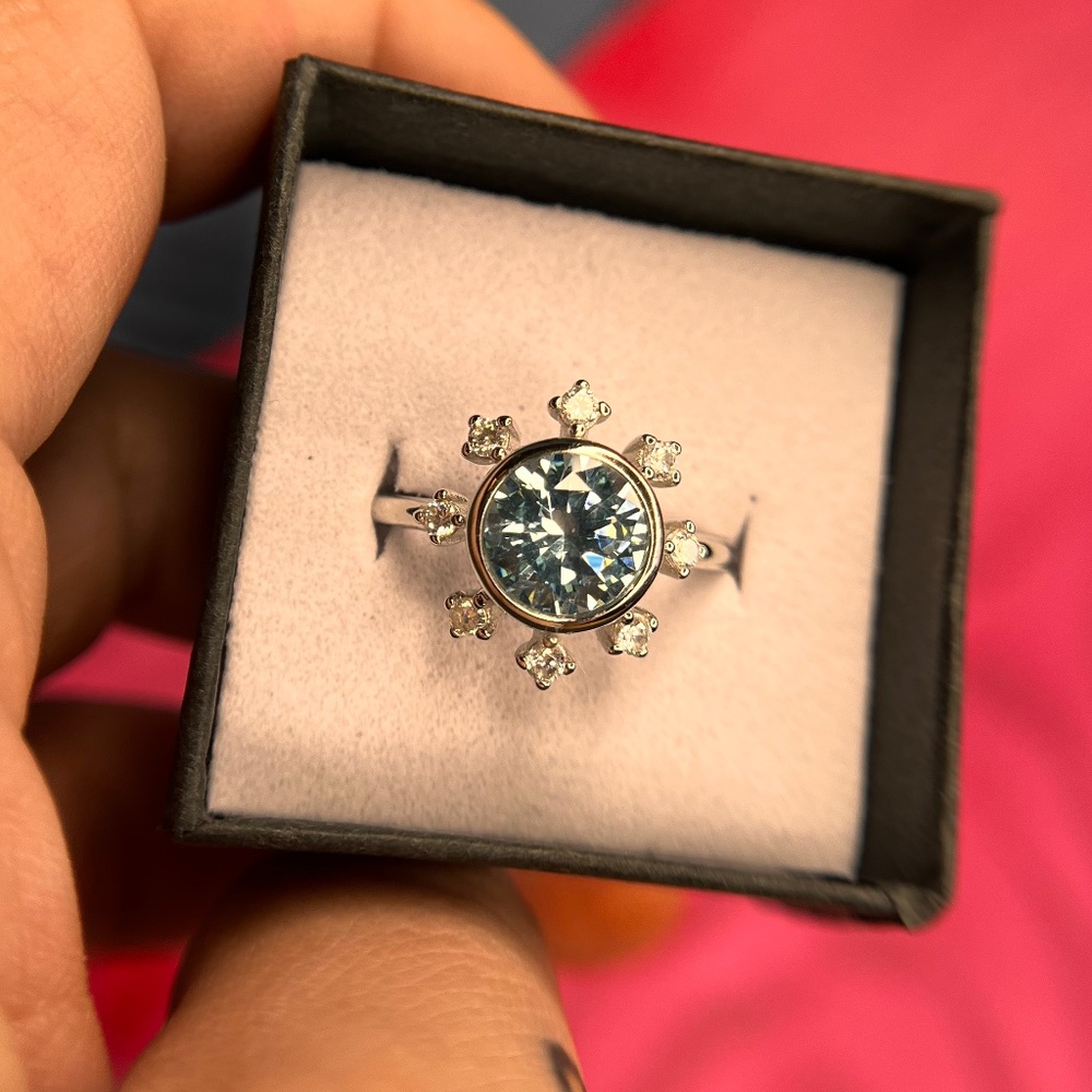 Bomb Party The Sterling Club Aquamarine Cubic Zirconia + .925 Solid Sterling Sil